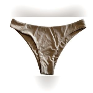 Brazilian cheeky high cut low rise tan neutral color bikini bottoms size Large
